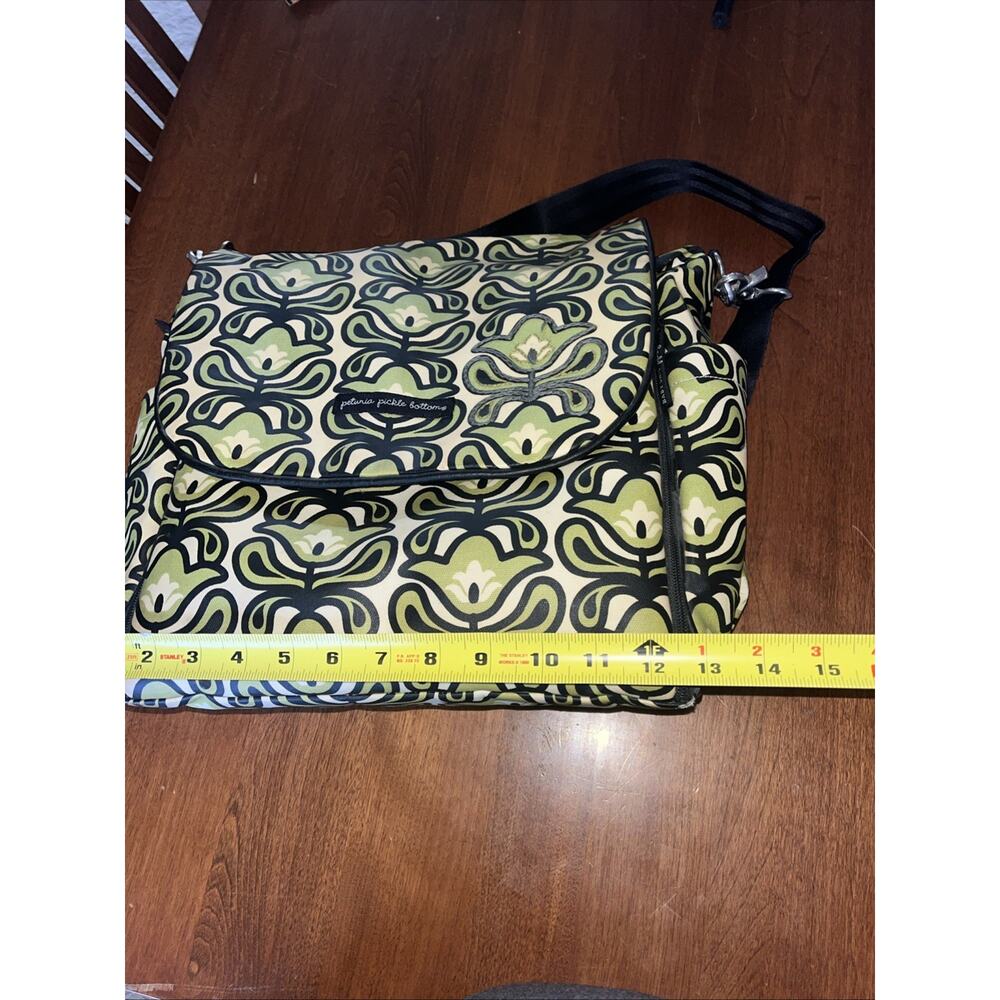 Petunia Pickle Bottom Diaper Bag Boxy Backpack Green Tan floral - Picture 10 of 11